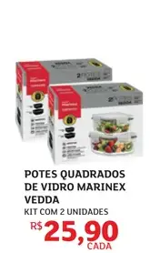 Potes quadrados de vidro