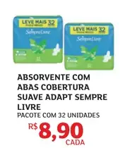 Absorvente Sempre Livre Com Abas, Cobertura Suave