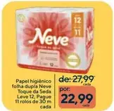 Papel higiênico Neve Folha dupla, Toque da Seda