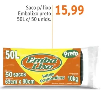 Saco para lixo Embalixo Preto