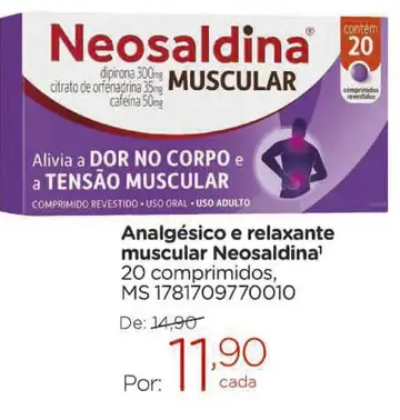 Analgésico e relaxante muscular Neosaldina