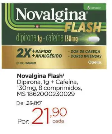 Analgésico Novalgina Flash Dipirona 1g + Cafeína 130mg