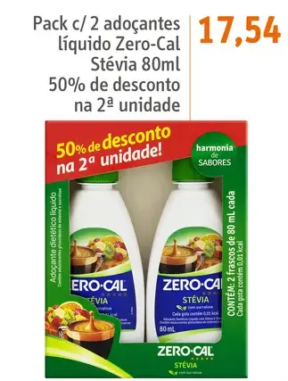 Adoçante líquido Zero-Cal Stévia com sucralose