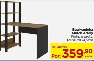 Escrivaninha Match Artely Pinho e preta