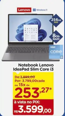 Notebook Lenovo IdeaPad Slim Core i3