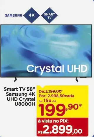 Smart TV Samsung 4K UHD Crystal U8000H
