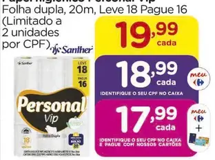 Papel higiênico Personal Vip Folha dupla