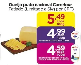 Queijo prato Carrefour Nacional