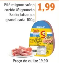 Filé Mignon Suíno Sadia Cozido Fatiado