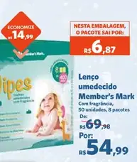 Lenço umedecido Member's Mark Com fragrância