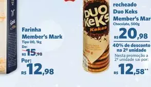 Biscoito recheado Duo Keks Member's Mark Chocolate