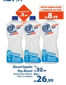 Álcool líquido Top Álcool Bactericida, Original
