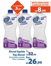 Álcool líquido Top Álcool Bactericida Lavanda
