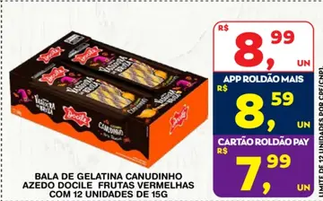 Bala de Gelatina Docile Canudinho Azedo, Frutas Vermelhas