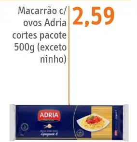 Macarrão Adria Com ovos, cortes exceto ninho
