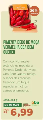 Pimenta Dedo-de-Moça Oba Bem Querer Vermelha