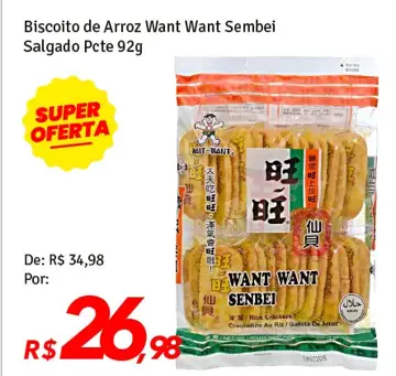 Biscoito de Arroz Want Want Salgado