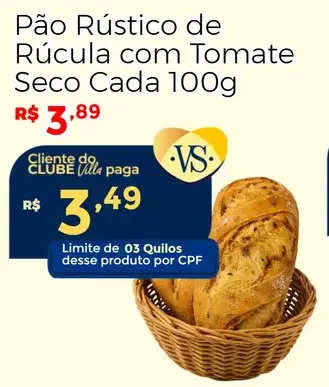 Pão Rústico De Rúcula com Tomate Seco