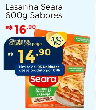 Lasanha Seara Presunto e Queijo
