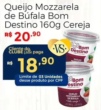 Queijo Mozzarela de Búfala Bom Destino Cereja