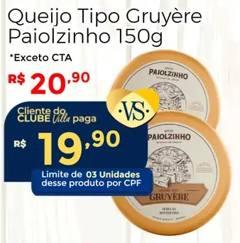 Queijo Paiolzinho Tipo Gruyère