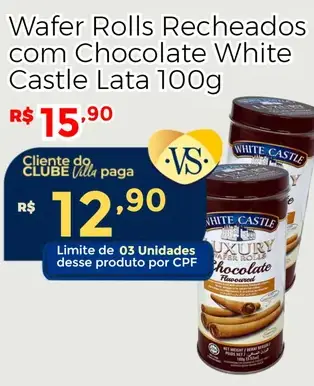 Wafer Rolls Recheados White Castle Chocolate
