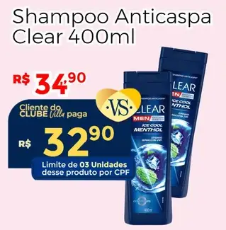 Shampoo Anticaspa Clear Ice Cool Menthol