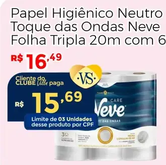 Papel Higiênico Neve Neutro Toque das Ondas Folha Tripla