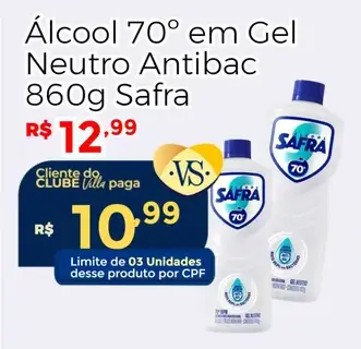 Álcool em Gel Safra 70° Neutro Antibac