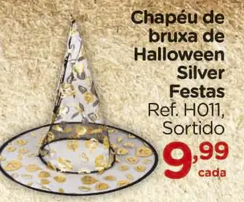 Chapéu de bruxa Silver Festas Halloween