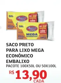 Saco para lixo Embalixo Preto