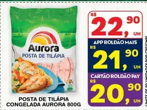 Posta de Tilápia Aurora Congelada