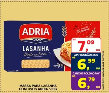Massa para Lasanha Adria Com Ovos