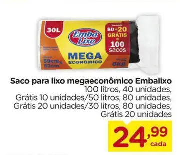 Saco para lixo Embalixo Mega Econômico