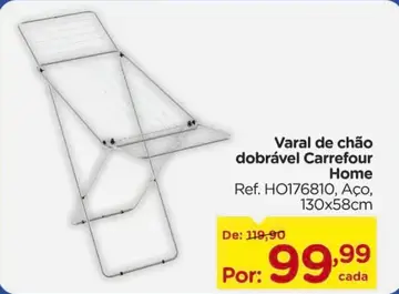 Varal de chão Carrefour Home Dobrável