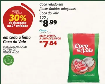 Coco ralado Coco do Vale Em flocos úmidos adoçados