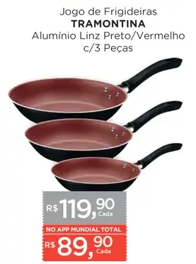 Jogo de Frigideiras Tramontina Alumínio Linz Preto/Vermelho