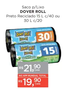 Saco para lixo Dover Roll Preto Reciclado