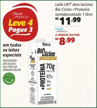 Leite UHT Tirol Zero Lactose + Proteína Semidesnatado