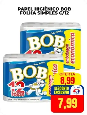 Papel Higiênico BOB Folha Simples