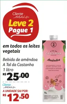 Bebida de amêndoa A Tal da Castanha Natural