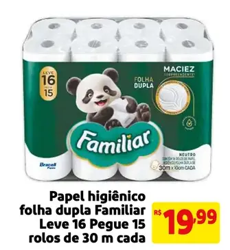 Papel higiênico Familiar Folha dupla