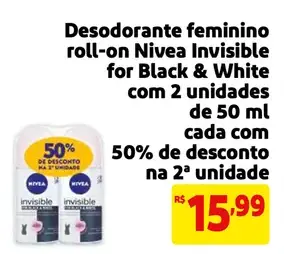 Desodorante Nivea Roll-on Invisible para Black & White