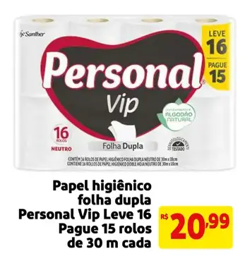 Papel higiênico Personal Folha dupla Vip