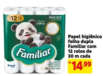 Papel higiênico Familiar Folha dupla