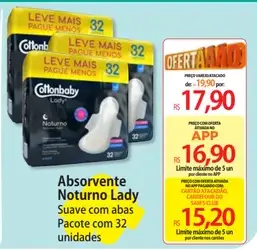 Absorvente Cottonbaby Noturno Suave com Abas