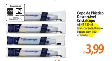 Copo de Plástico Cristalcopo Transparente/Branco