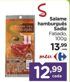 Salame Hamburguês Sadia Fatiado