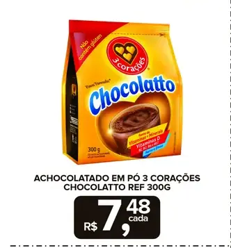 Achocolatado em pó 3 Corações
