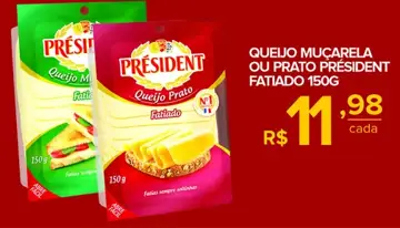 Queijo Muçarela Président Fatiado